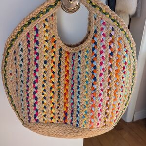 Antik Batik Multicolor Braided Straw Tote